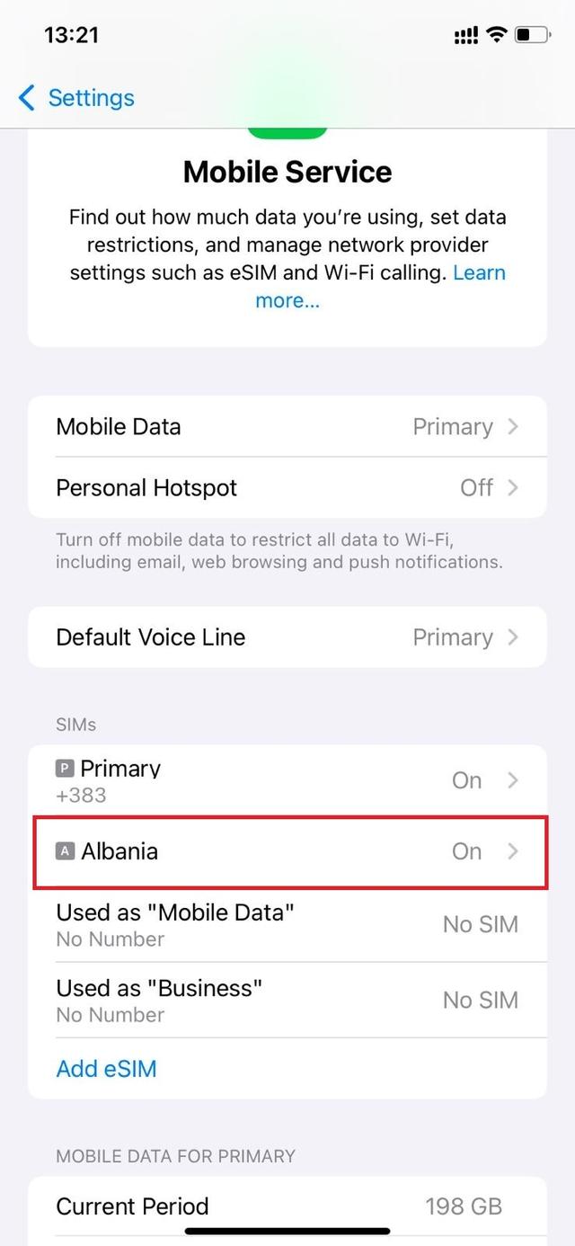 Pjesa e eSIM-it në Mobile Service