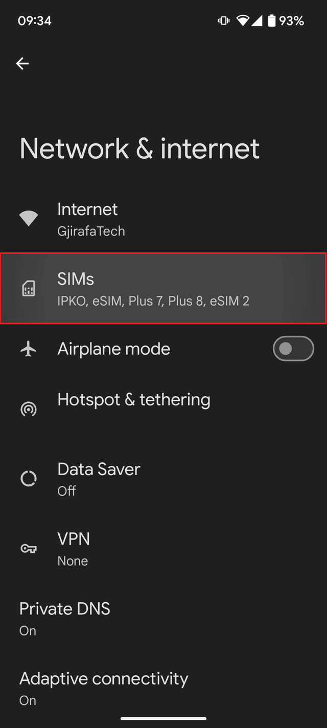 Pjesa e SIMs në Network & Internet