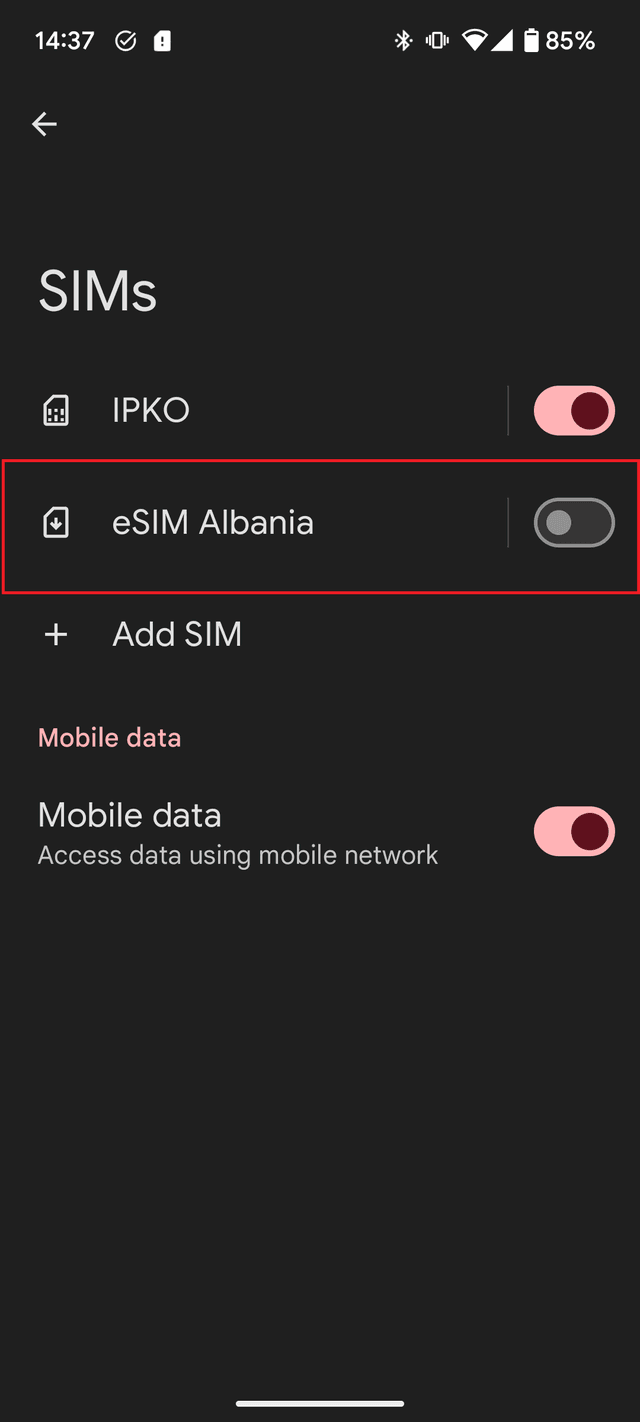 Pjesa e eSIM-it në SIMs