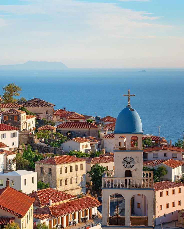 Dhërmi village with its iconic church and stunning views of the Ionian Sea.