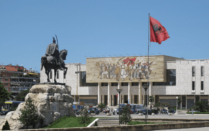 Skanderbeg square and the national history museum of Tirana